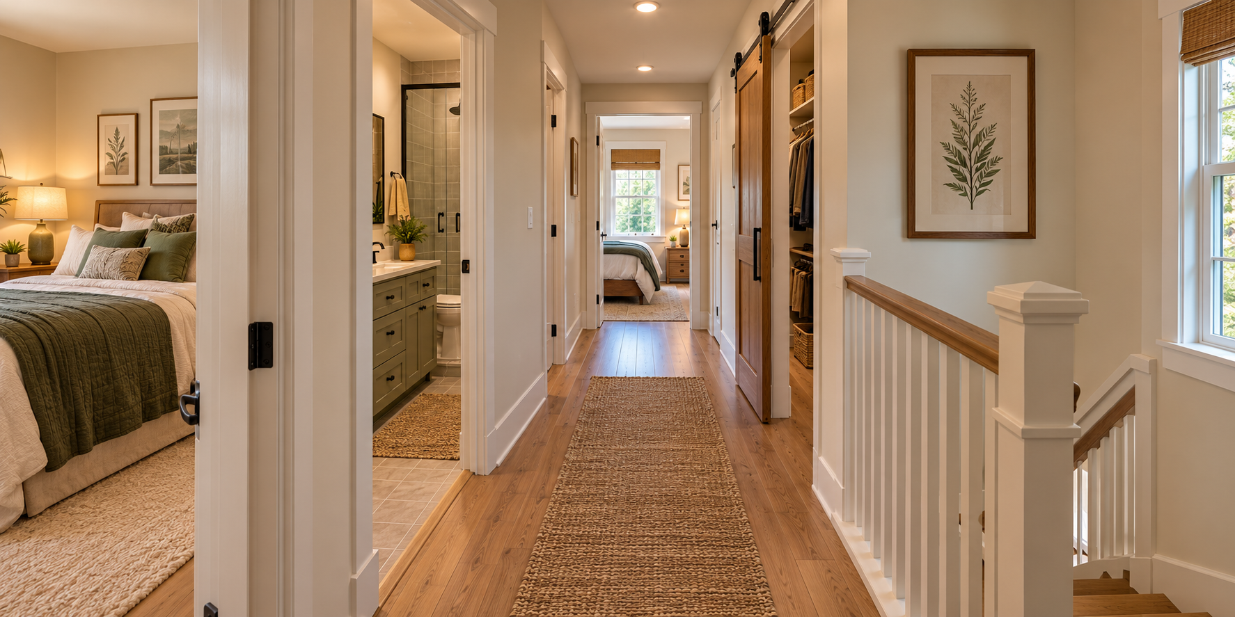 Linden upstairs hall connecting the two bedrooms
